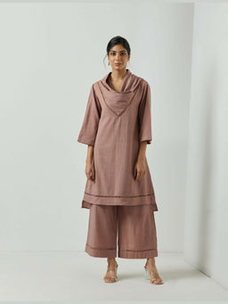 MARKKAH STUDIO - Women Mauve Chambray Solid Kurta