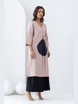 MARKKAH STUDIO - Women Mauve Chambray Solid Kurta