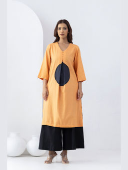 MARKKAH STUDIO - Women Orange Chambray Solid Kurta