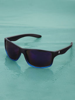 Carlton London - Mens Black & Blue Toned UV Protected Sports Sunglasses CLSM190