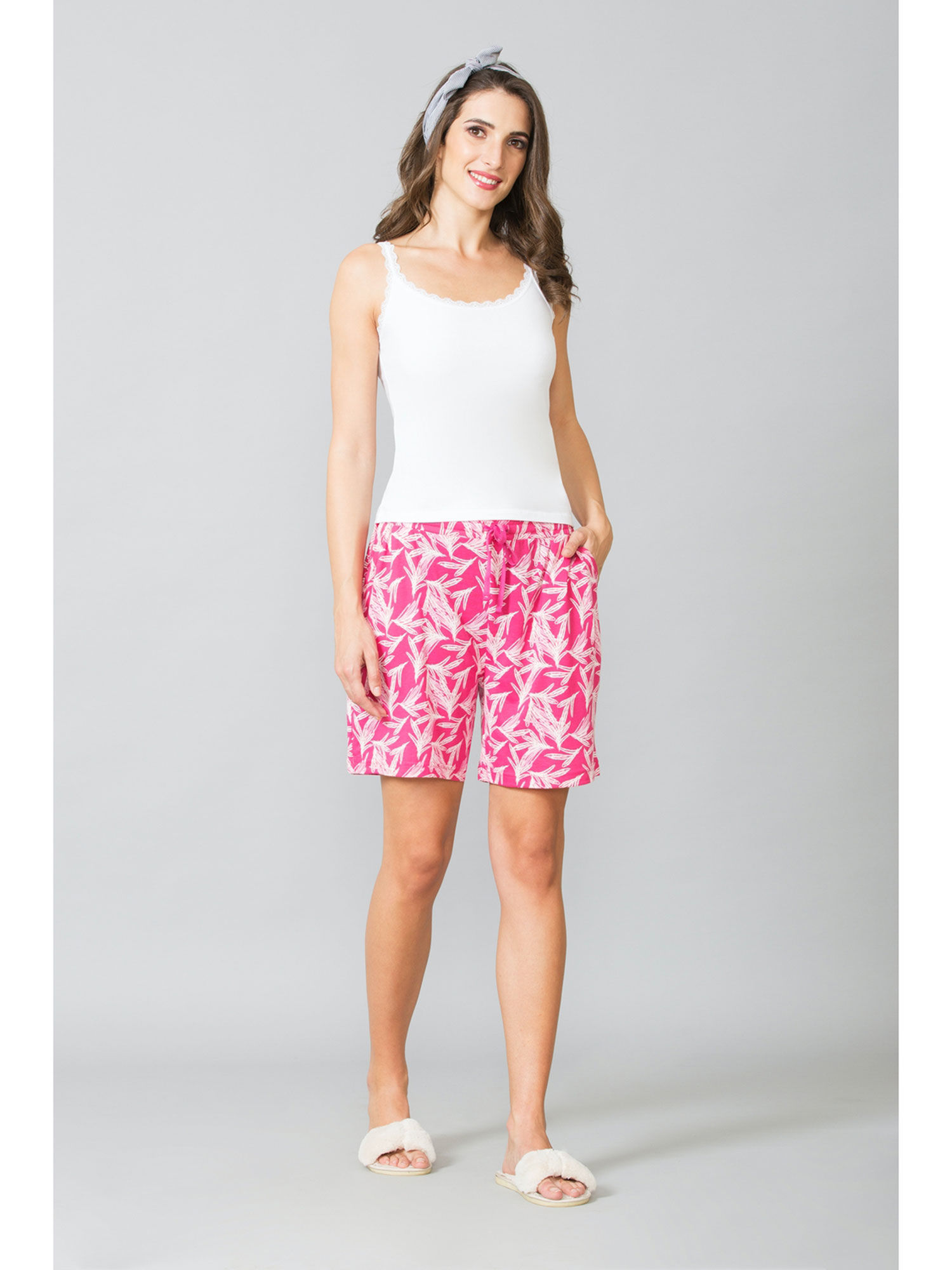 Athleisure Printed Lounge Shorts Pink 