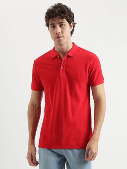 United Colors of Benetton - Red Regular Fit Polo Neck Solid Pattern T-Shirt
