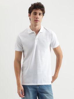 United Colors of Benetton - White Regular Fit Polo Neck Solid Pattern T-Shirt