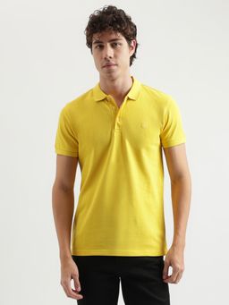 United Colors of Benetton - Yellow Regular Fit Polo Neck Solid Pattern T-Shirt