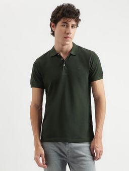 United Colors of Benetton - Olive Regular Fit Polo Neck Solid Pattern T-Shirt