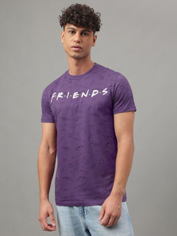 Free Authority - Friends Printed Purple T-Shirt