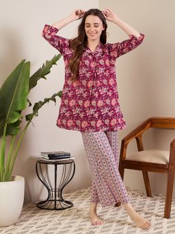 July Nightwear - Women Red Shirt - Pyjama-WPC657 (Set of 2)