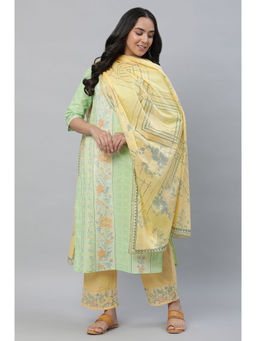 Aurelia - Yellow Floral Printed Voile Dupatta