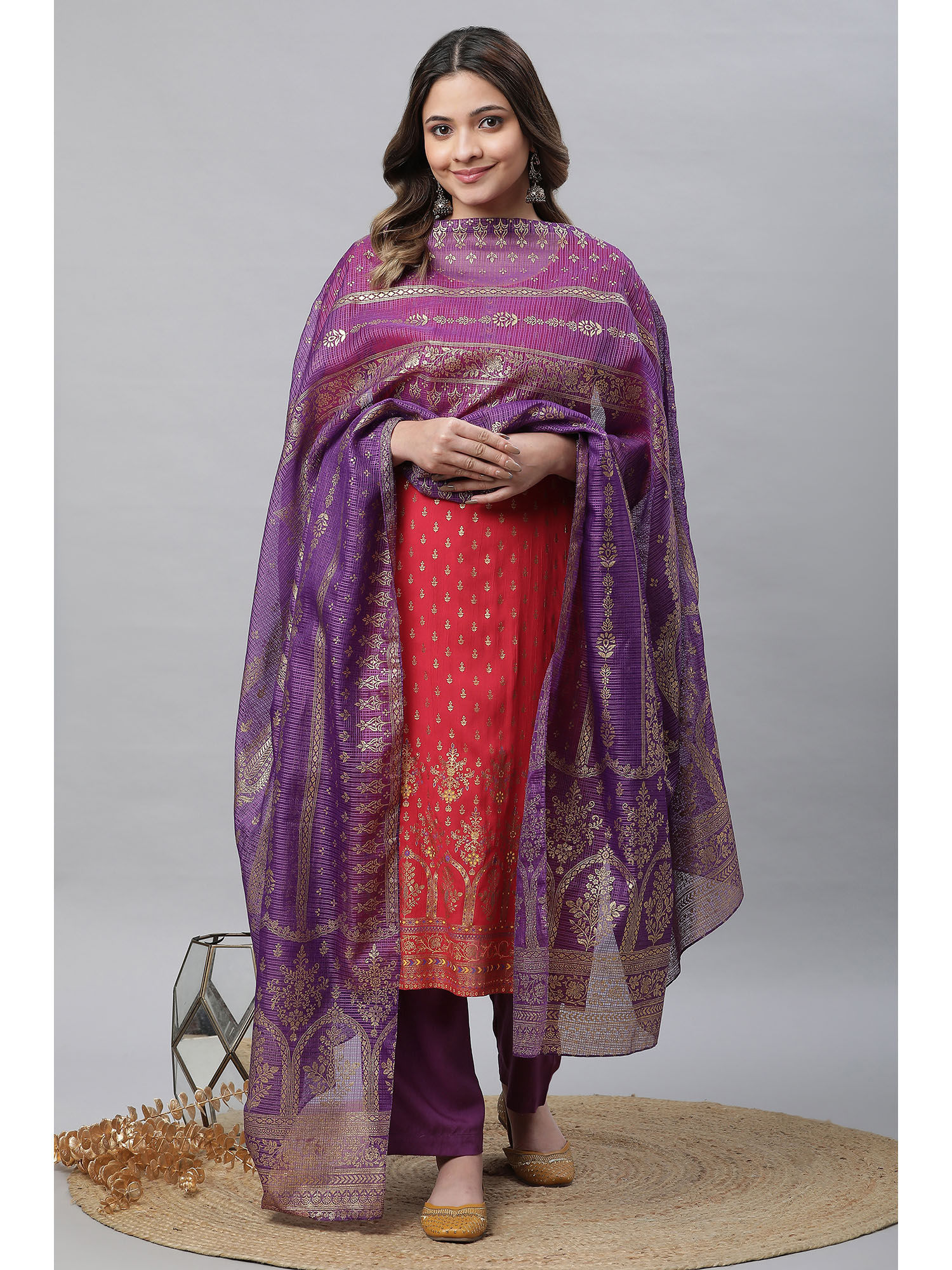 Purple Printed Cotton Dupatta-image-24