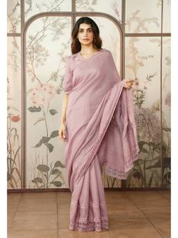 Kaveri - Pink Diamond Dahlia Saree with Unstitched Blouse