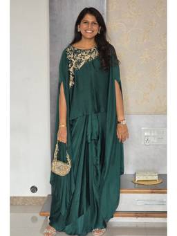 Pink Tree - Green Sitara Cape With Skirt Set