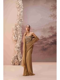 PARUL GANDHI - Gold Kanak Saree and Corset Blouse