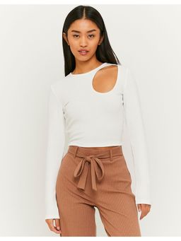 TALLY WEiJL - White Ribbed Top Cut Out