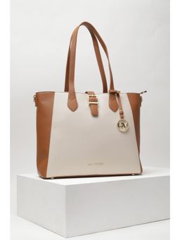 Van Heusen - Women Cream Colorblock Formal Handbag