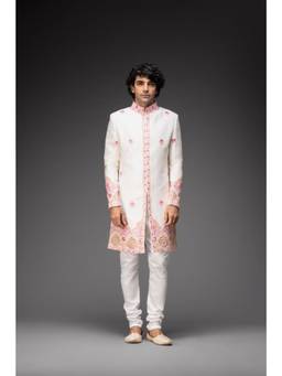 Neha Gursahani - Ivory Embroidered Sherwani with Chudidar