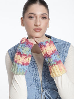 Magic Needles - Multi Colored Fingerless Crochet Mitten Gloves