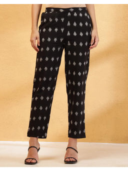 Fabindia - Black Cotton Ikat Casual Pant