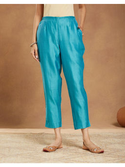 Fabindia - Turquoise Cotton Silk Ethnic Pant