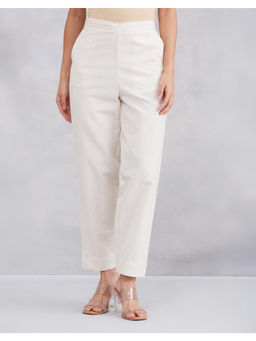 Fabindia - Off White Cotton Linen Casual Pant