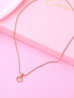 Estele - Gold Plated Heart Designer Pendant with Crystals for Women