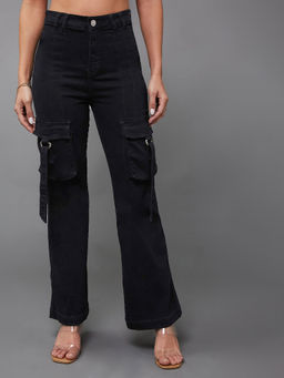 Miss Chase - Women Black Bootcut High Rise Stretchable Denim Jeans
