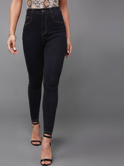 Miss Chase - Women Black Skinny High Rise Clean Look Stretchable Denim Jeans