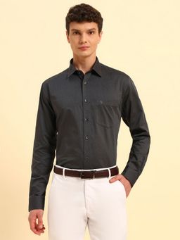 Cantabil - Men Grey Cotton Solid Shirt