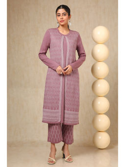 Soch - Womens Purple Acrylic Woven Design Kurta with Pant (Set of 2)