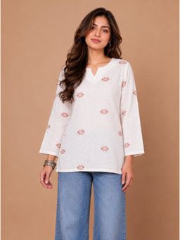 Zamour - Pure Cotton Floral Embroidered Kurti