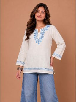 Zamour - Pure Cotton Floral Embroidered Kurti