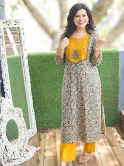 DESI SANDOOK - Women's Green Pure Kalamkari Printed Kurta