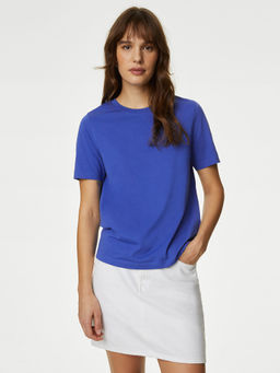 Marks & Spencer - Blue Pure Cotton Everyday Fit T-Shirt