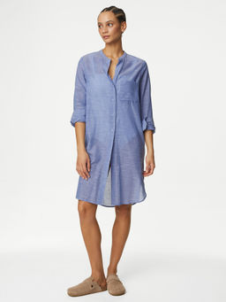 Marks & Spencer - Pure Cotton Collarless Beach Cover Up Shirt Dress