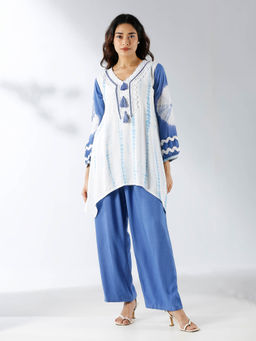Ishnya - Blue Tie & Dye Kurta & Pant (Set of 2)
