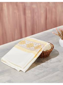 Fabindia - Yellow Hand Block Printed Cotton Towel