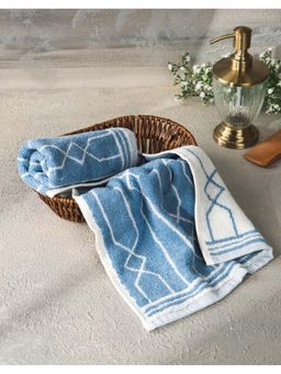 Fabindia - Blue Woven Cotton Towel (Pack Of 2) (Face)
