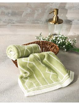 Fabindia - Green Woven Cotton Towel (Pack Of 2) (Face)
