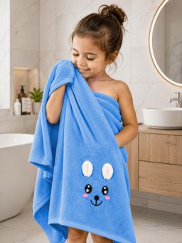 FABINALIV - Blue Cartoon Design Pure Cotton Kids Bath Towel