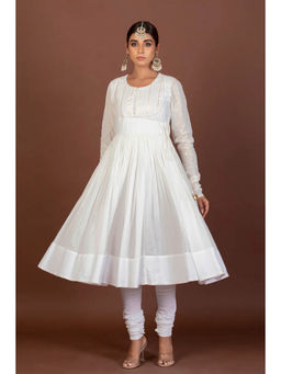 Jiraazi - White Premium Mulmul Kalpana Yoke Anarkali Kurta