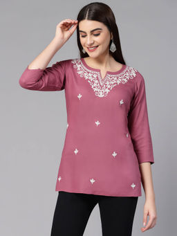 QAZMI - Aiza Kashmiri Embroidered Straight Kurti