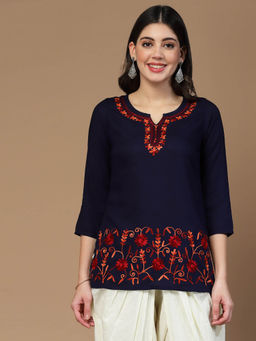 QAZMI - Hiba Floral Embroidered Kurti