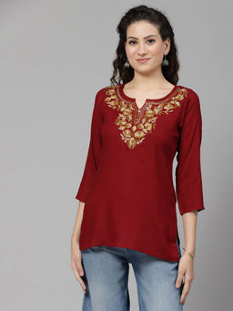 QAZMI - Inara Kashmiri Work Straight Kurti