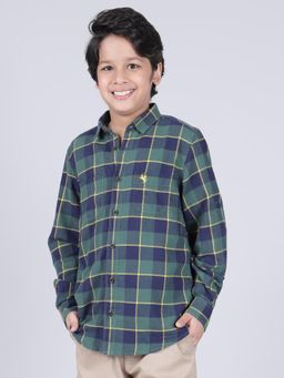 Cantabil - Boys Green Cotton Checks Shirt