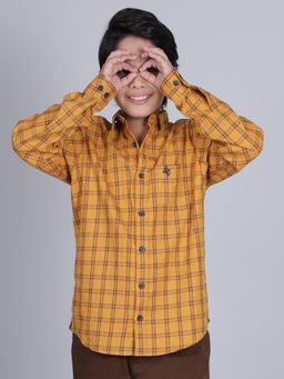 Cantabil - Boys Mustard Cotton Checks Shirt