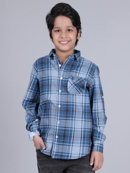 Cantabil - Boys Blue Cotton Checks Shirt