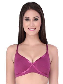 SOIE - Women's Semi-Medium Coverage Non-Padded Non-Wired Cross Over Seamless Bra-Pink