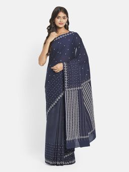 Fabindia - Indigo Cotton Printed Saree without Blouse