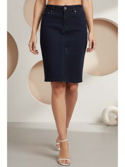 Elleven - Black Solid/Plain Straight Skirt