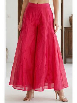 Elleven - Pink Solid/Plain Flared Palazzo