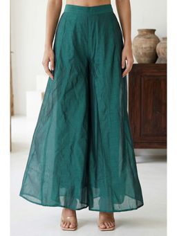 Elleven - Green Solid/Plain Flared Palazzo